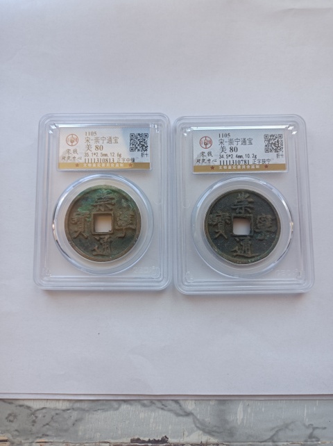 古玩錢幣崇寧通寶兩枚拍賣,當前價格260元