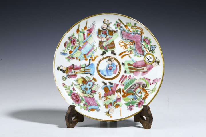 古玩陶瓷清代粉彩無雙譜人物雜寶紋折腰盤拍賣，當前價格12000元