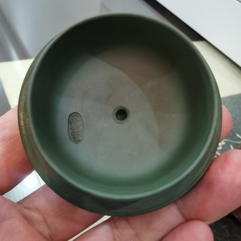 古玩雜項“蔣蓉”款綠泥青蛙瓢蟲蓮花壺拍賣,當前價格666元