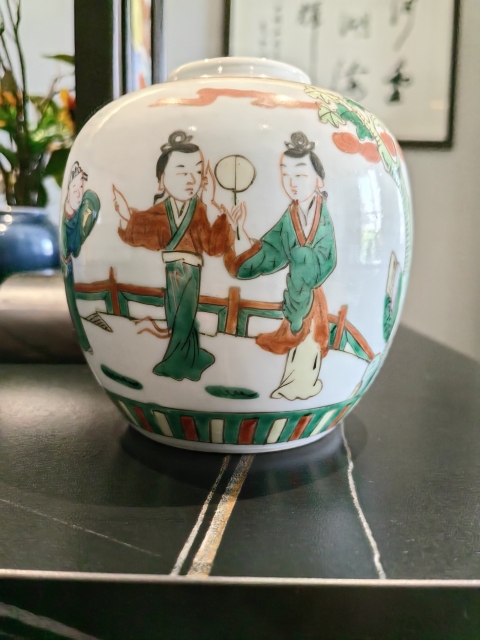 古玩陶瓷五彩長亭送別故事紋蓋罐拍賣,當(dāng)前價格999元