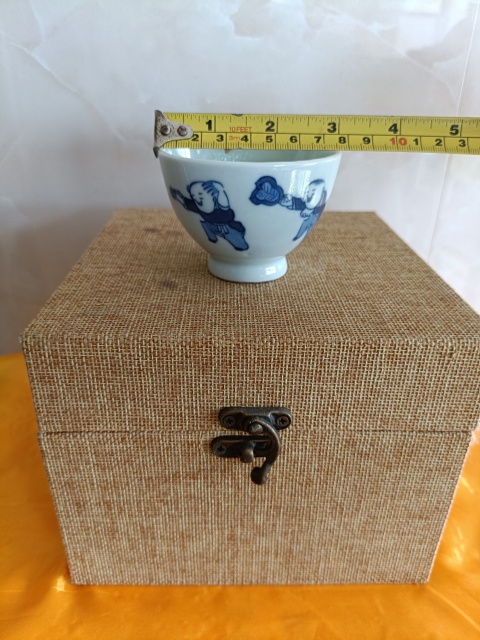 古玩陶瓷晚清青花嬰戲圖紋賞杯拍賣,當前價格980元
