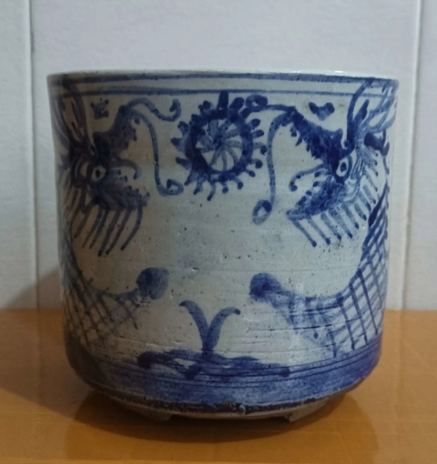 古玩陶瓷清代青花雙龍戲珠紋香爐拍賣，當前價格1900元
