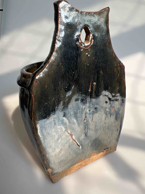 古玩陶瓷精品 磁州窯窯變黑釉鏤空花卉筷籠拍賣，當前價格580元
