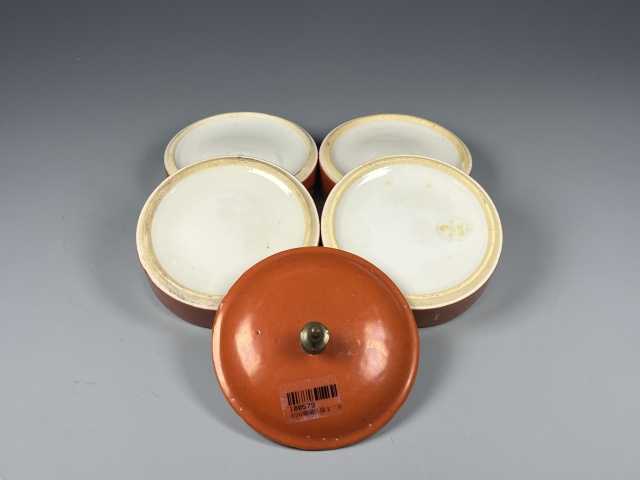 古玩陶瓷民國·**紅描金蘭草紋節盒拍賣，當前價格988元