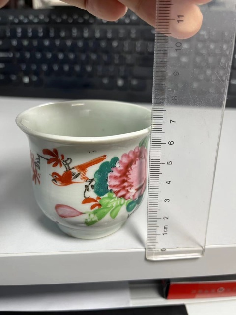 古玩陶瓷清末民初花鳥紋執杯拍賣,當前價格288元