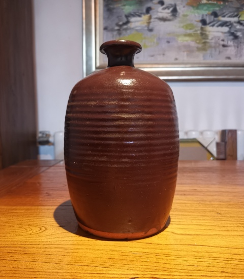 古玩陶瓷明代·醬釉弦紋梅瓶（公元1368-1644）拍賣，當前價格350元