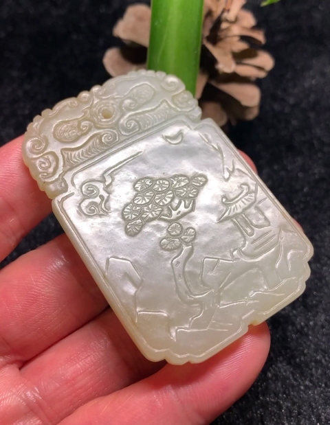 古玩玉器清代山水清音詩文玉牌拍賣,當前價格42000元