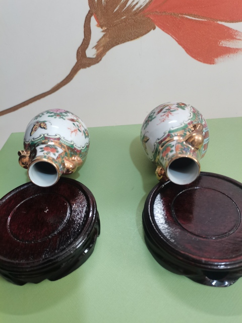 古玩陶瓷人物花鳥蝶紋廣彩瓶拍賣，當前價格1250元