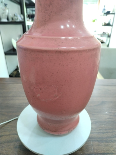 古玩陶瓷民國胭脂紅釉盤口瓶拍賣，當前價格1200元
