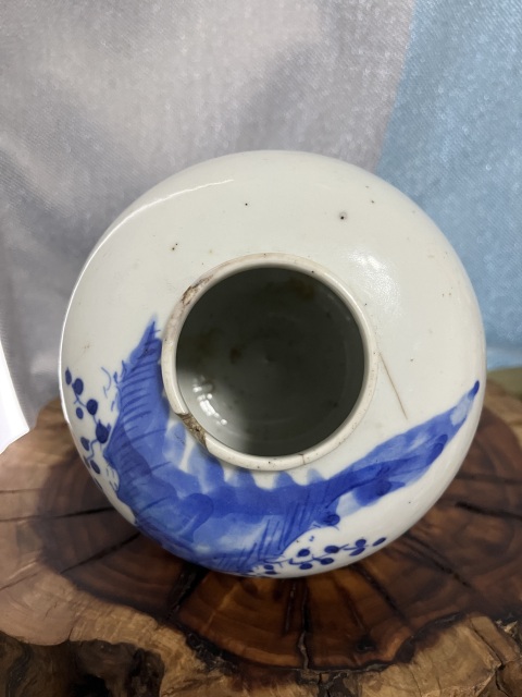 古玩陶瓷晚清青花攜琴訪友茶葉罐拍賣,當前價格699元
