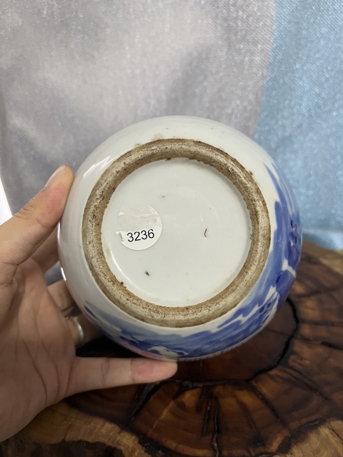 古玩陶瓷晚清青花攜琴訪友茶葉罐拍賣,當前價格699元