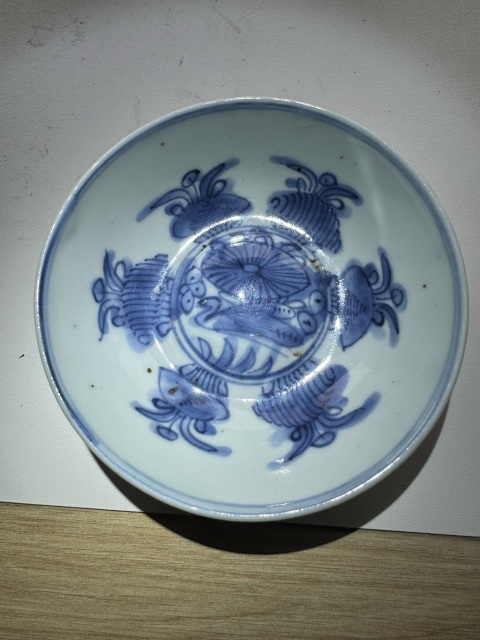 古玩陶瓷明天啟.青花滿池矯紋淺碗一對拍賣,當前價格4600元
