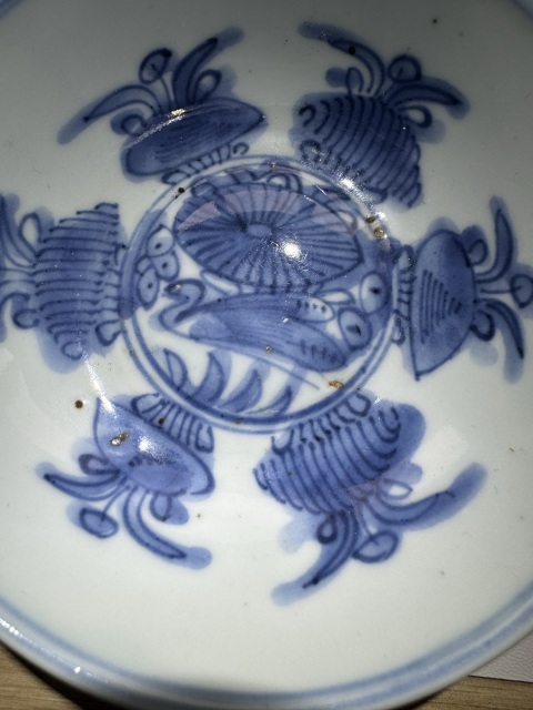 古玩陶瓷明天啟.青花滿池矯紋淺碗一對拍賣,當前價格4600元