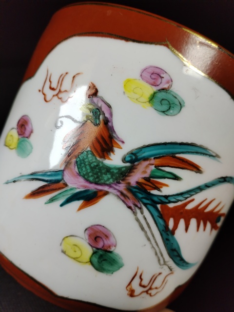古玩陶瓷(全品)解放初期567手繪粉彩龍鳳呈祥桶爐拍賣,當前價格88元