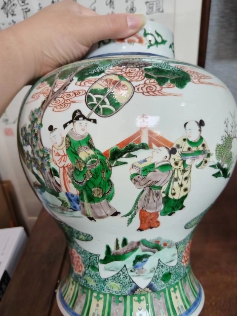 古玩陶瓷五彩人物故事紋將軍罐拍賣,當前價格26000元