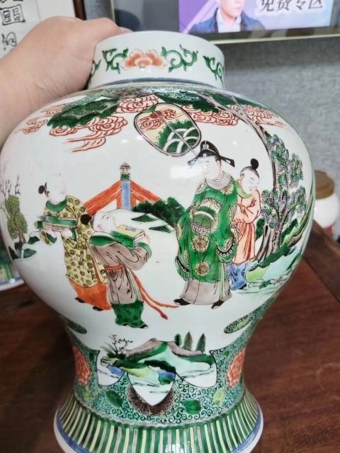 古玩陶瓷五彩人物故事紋將軍罐拍賣,當前價格26000元