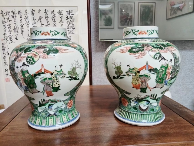 古玩陶瓷五彩人物故事紋將軍罐拍賣,當前價格26000元