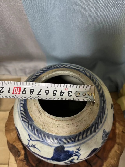 古玩陶瓷乾隆青花山水人物紋蓋罐拍賣,當前價格1500元