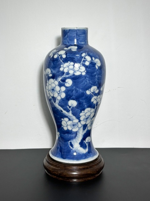 古玩陶瓷清光緒·青花留白冰梅圖雞腿瓶/梅瓶拍賣,當前價格980元