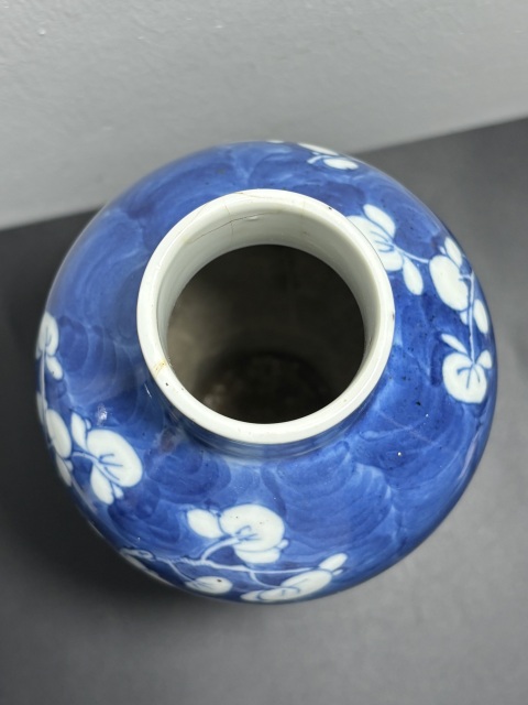 古玩陶瓷清光緒·青花留白冰梅圖雞腿瓶/梅瓶拍賣,當前價格980元