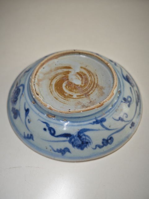 古玩陶瓷明中早期青花金剛十字杵盤拍賣,當前價格1234元