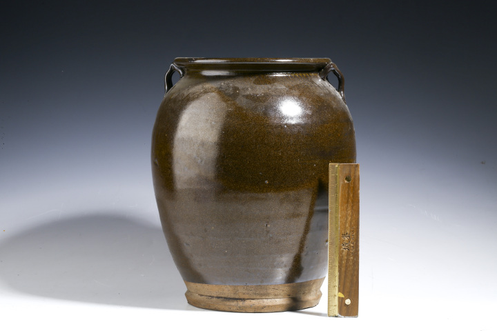 古玩陶瓷清早期?醬釉四系罐拍賣，當(dāng)前價(jià)格3300元