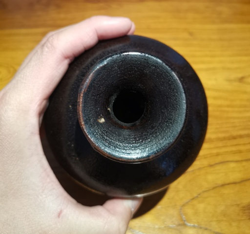 古玩陶瓷明代?黑釉龜背紋蘋果尊拍賣，當前價格990元