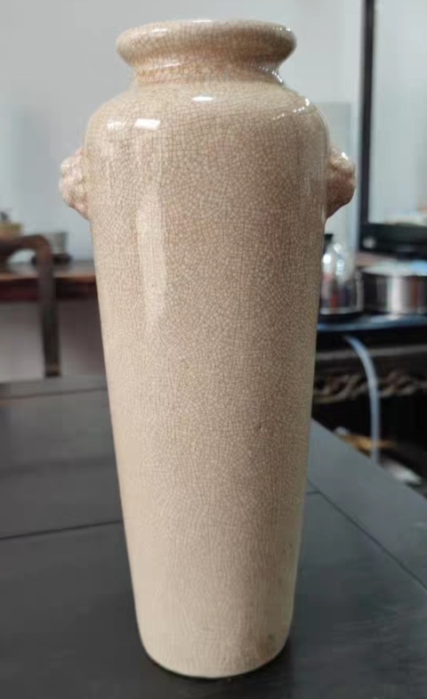 古玩陶瓷精美雙鋪首哥窯瓶拍賣,當前價格6300元