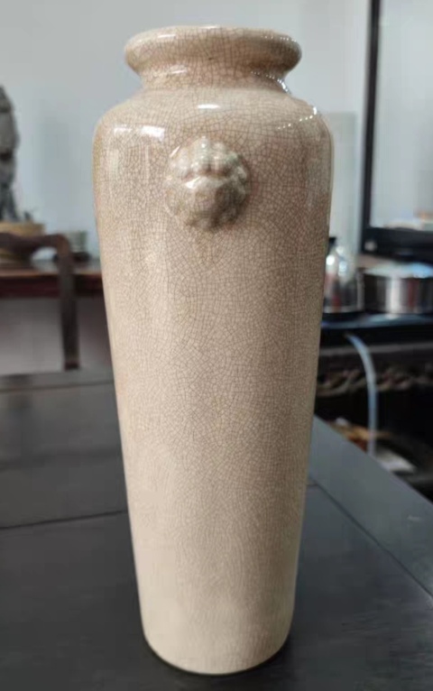 古玩陶瓷精美雙鋪首哥窯瓶拍賣,當前價格6300元