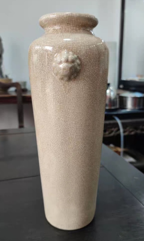 古玩陶瓷精美雙鋪首哥窯瓶拍賣,當前價格6300元