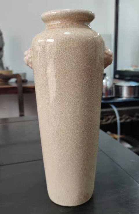 古玩陶瓷精美雙鋪首哥窯瓶拍賣,當前價格6300元