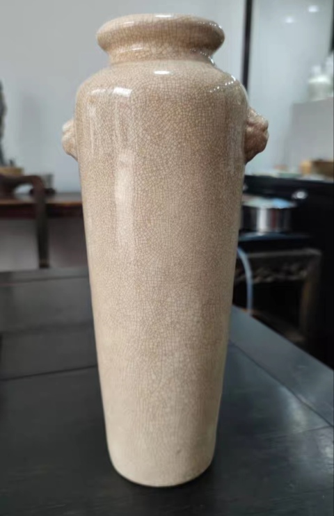 古玩陶瓷精美雙鋪首哥窯瓶拍賣,當前價格6300元