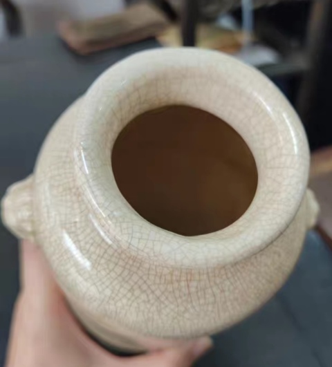 古玩陶瓷精美雙鋪首哥窯瓶拍賣,當前價格6300元