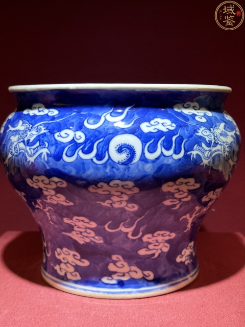 古玩陶瓷光緒 青花留白雙龍戲珠紋馬蹄尊拍賣,當前價格7800元