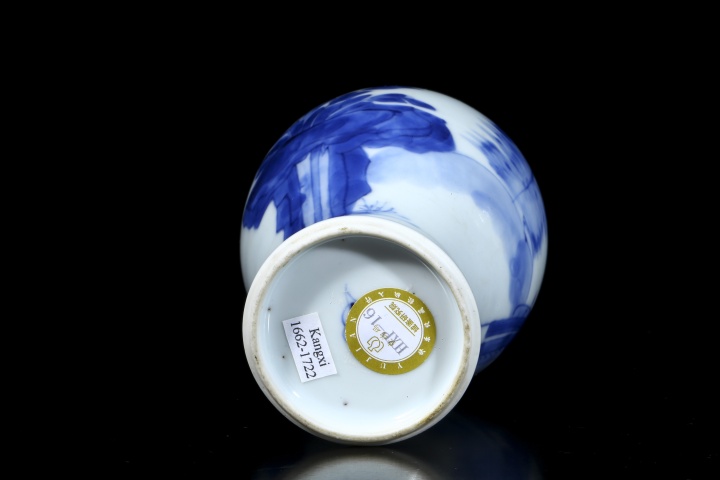 古玩陶瓷清康熙·青花仕女圖雞腿瓶拍賣，當前價格26000元