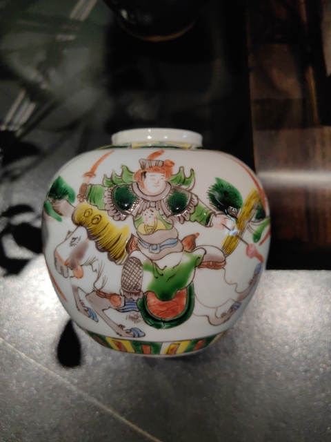 古玩陶瓷趙云單槍救主故事紋五彩罐拍賣，當前價格666元