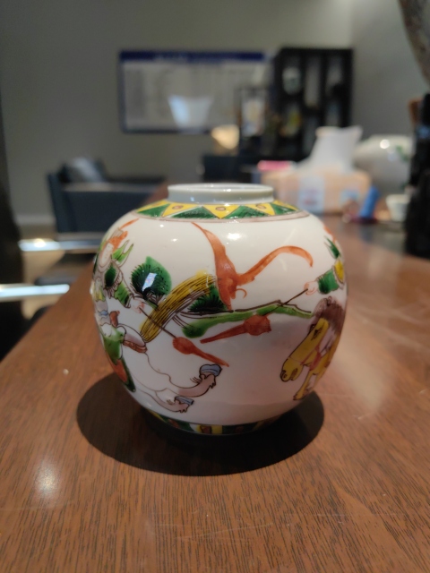 古玩陶瓷趙云單槍救主故事紋五彩罐拍賣，當前價格666元