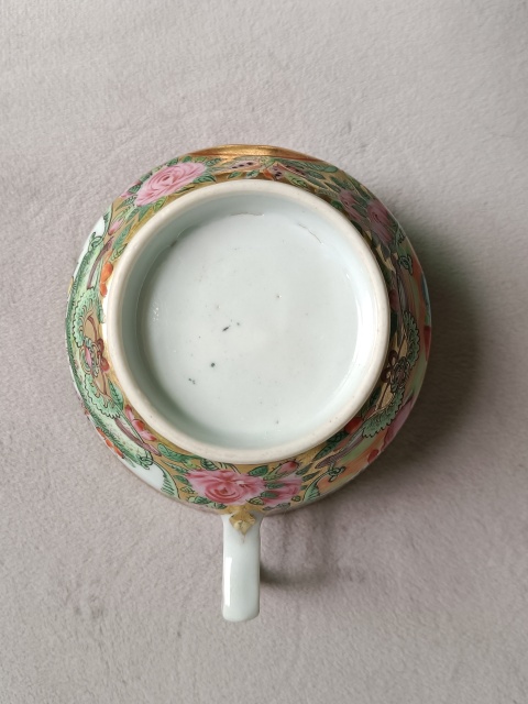 古玩陶瓷廣彩描金開窗花鳥把杯拍賣,當前價格498元