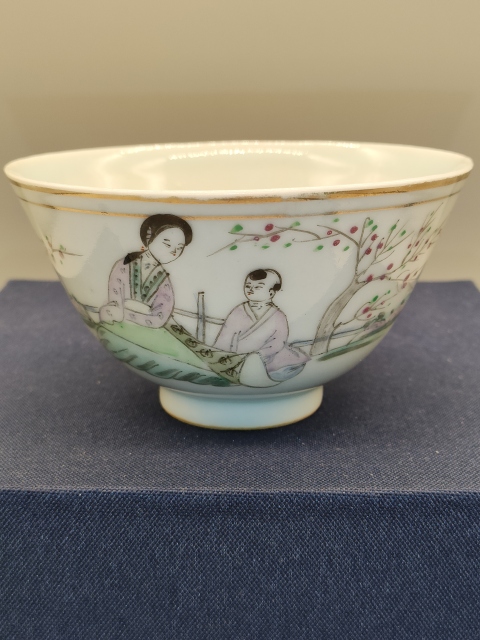 古玩陶瓷民國(guó),詩(shī)文粉彩三娘教子圖茶碗拍賣(mài),當(dāng)前價(jià)格600元