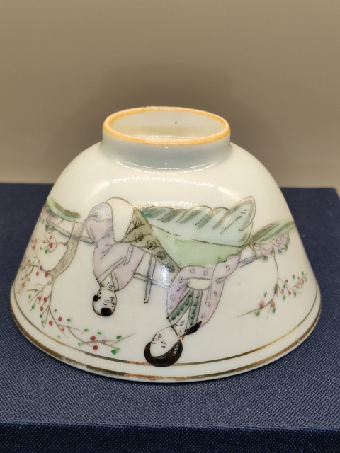 古玩陶瓷民國(guó),詩(shī)文粉彩三娘教子圖茶碗拍賣(mài),當(dāng)前價(jià)格600元