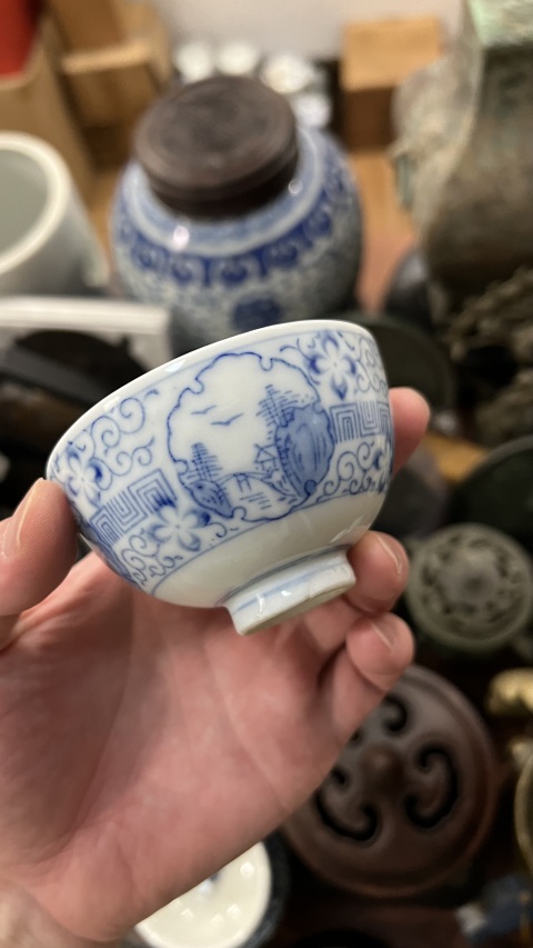 古玩陶瓷民國青花杯拍賣，當前價格299元