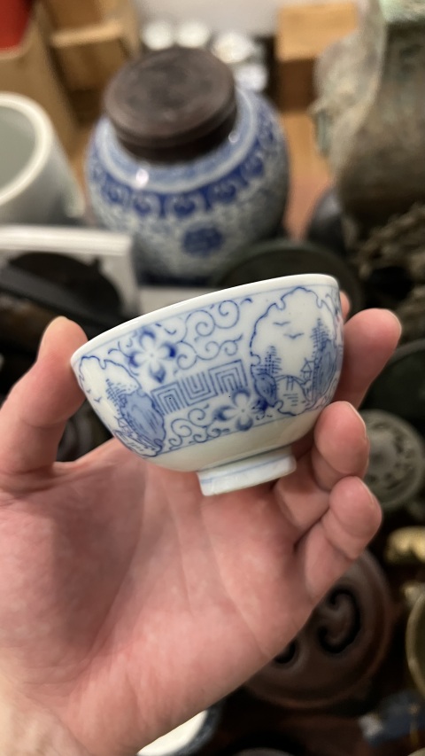 古玩陶瓷民國青花杯拍賣，當前價格299元