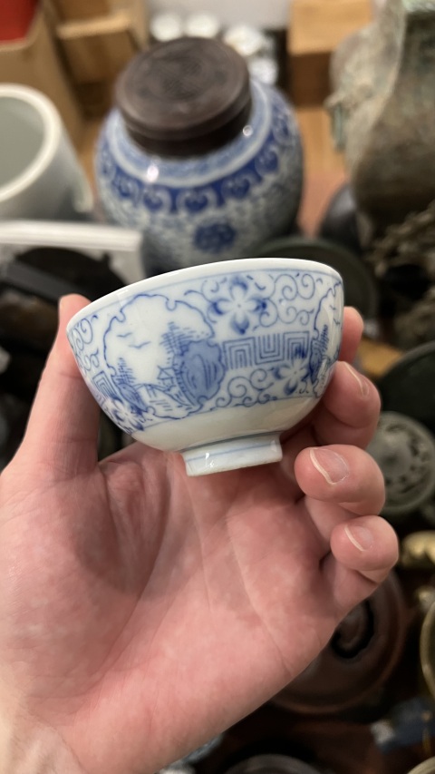 古玩陶瓷民國青花杯拍賣，當前價格299元