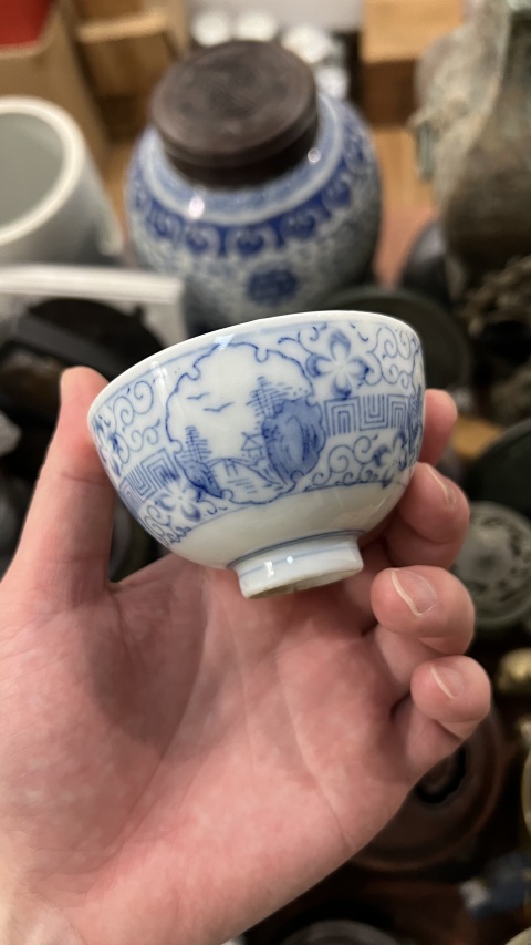 古玩陶瓷民國青花杯拍賣，當前價格299元