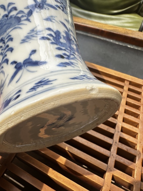 古玩陶瓷清晚細路花鳥紋青花大雞腿瓶拍賣,當前價格4555元