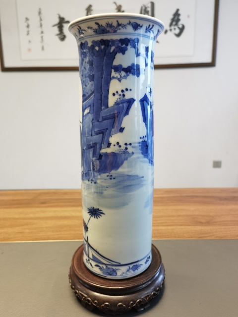 古玩陶瓷35厘米超細路青花人物故事紋箭筒拍賣，當前價格9800元