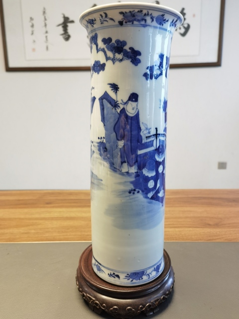 古玩陶瓷35厘米超細路青花人物故事紋箭筒拍賣，當前價格9800元