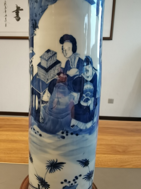 古玩陶瓷35厘米超細路青花人物故事紋箭筒拍賣，當前價格9800元