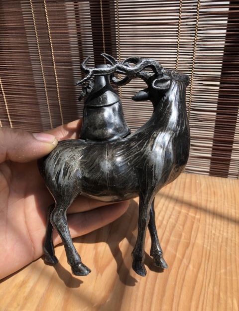 古玩雜項民國?春日神鹿擺件拍賣，當(dāng)前價格955元