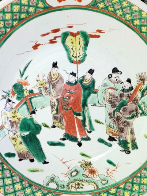 古玩陶瓷【37公分】清晚五彩【加官晉爵】圖大盤拍賣,當前價格11888元